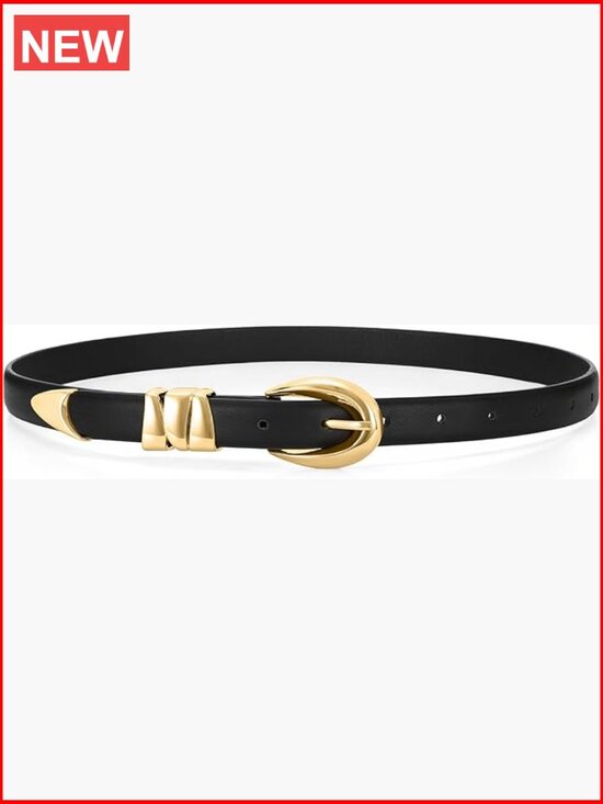 PU Leather Skinny Belt with Gold Buckle for Jeans and Dresses main image 7